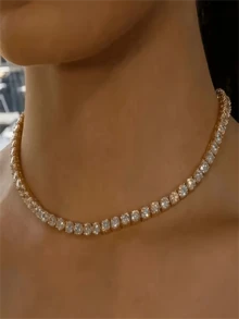 A Stylish Tennis Collar Necklace, Perfect For Formal Occasions. It Makes An Excellent Gift Choice For Anniversaries. - Multicolor - View 5