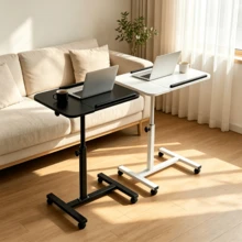 Rolling Overbed Laptop Table With Wheels, Adjustable Tilting Side Table, Computer Desk Table Height Adjustable, Portable Sofa Side Workstation For Bedroom Home Office Study - A - View 1