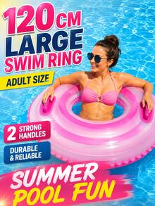 Inflatable Adult Swim Ring With Dual Handles, Large Thickened PVC Pool Float Tube,Stripe Underarm Swimming Ring,Summer Beach Pool Water Float For Adults - A - View 3