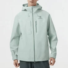 CAMEL CROWN 男士輕量防水防風連帽雨殼外套，適合登山、露營、徒步、戶外運動與旅行 - 鹽霧青 - 查看 4