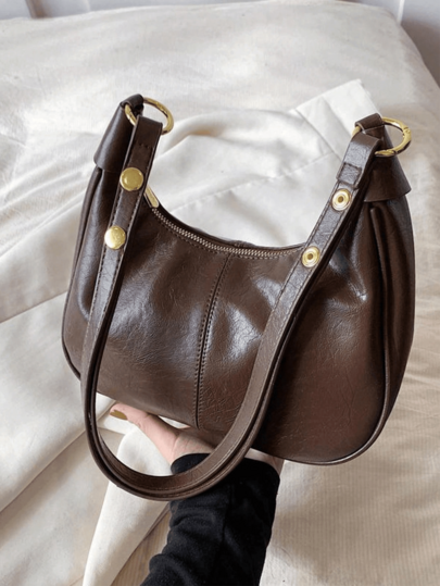 Women's Solid Color PU Shoulder Bag, Ins Minimalist Women Underarm Bag, Waterproof Large Capacity Business Commuter Bag, Autumn Essentials, Daily Use.