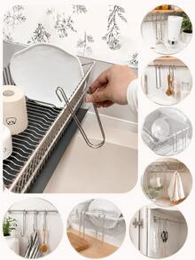 3pcs Stainless Steel Cup Holder Hooks, Sink Side Bottle Drain Rack, Hanging Cup Drying Rack, Kitchen Storage Rack, Suitable For Glass Cups, Mugs, Cups, Etc., Sink Side Storage Rack, Drill-Free Drain Hooks - Multicolor - View 7