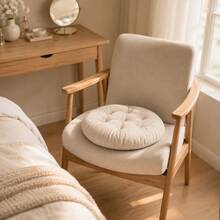 قطعة واحدة وسادة مقعد دائرية سميكة محشوة بالألياف، وسادة كرسي - لون مشمشي - مشاهدة 5