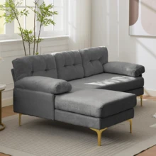 Sofa Made Of Wood Mid-Century Retro With Cushion Modern Blue For Living Room - 灰色 3 人座 - 查看 11
