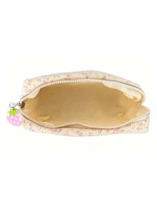 1pc Pink Floral Pencil Case, Lightweight Zipper Stationery Storage Bag, Simple Large Capacity Student Pencil Bag, Portable Pen Storage Box, Office Stationery Bag, Makeup Tool Storage Bag, Desktop Accessory, Suitable For Storing Small Items In School And Office, Pen And Pencil Storage, Daily And Travel Use Makeup Accessory Storage Bag, Back To School Season Gift - Multiple Styles - View 10