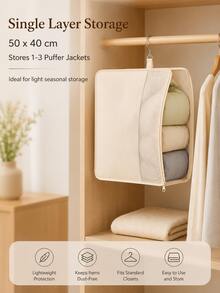 Hanging Compression Storage Bag, Specially Designed For Down Jackets; Wall-Mounted Mesh Storage Bag, Suitable For Coats And Padded Jackets And Other Heavy Clothing; Suitable For Folding Storage Of Suits And Trousers, Saving Closet Space - Multicolor - View 6