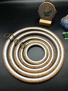 Vintage Faux Wood Grain Round Embroidery Hoops, 3pcs/Set, 6 Sizes Available, 8.1-25.8cm Full Range, Cross Stitch Handmade Craft, Frameless Direct Wall Hanging, Desktop & Wall Decor - Antique Round Embroidery Hoop - View 3