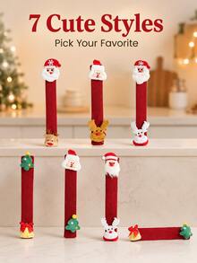 Christmas Style Refrigerator Handle Cover - Suitable For Various Appliances (Refrigerator, Microwave, Dishwasher); Ideal Choice For Indoor Christmas Decoration And Holiday Party Supplies; Washable Handle Cover, Create Festive Atmosphere - Multicolor - View 3