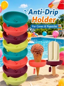Silicone Ice Cream Popsicle Holder - Silicone Drip Collector For Frozen Desserts And Ice Cream Cones, Suitable For Summer Parties, Gatherings And Outdoor Activities, Portable And Dishwasher , Essential - Multicolor - View 7