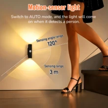 New Magnetic Wall Light, USB Rechargeable Night Light, Smart Sensor Wall Light, Three Color Temperature Peephole Style Ambient Light, Suitable For Stairs, Living Room, Bedroom, Hallway, Balcony, Etc., Perfect Holiday Gift - 1-pack Wall Light Black - View 4