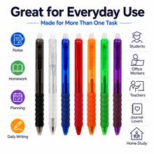 10 Pack Retractable Erasable Gel Pens, Assorted Color Click Pens With Built-In Eraser And Comfort Grip, Smooth Writing Reusable Pens For Students, School, Office, Notes, Journaling And Planning - Multiple Styles - View 10