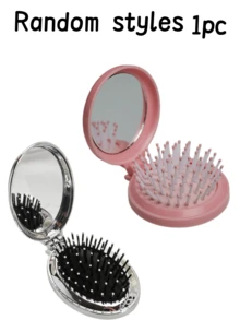 1 buah Sisir Saku Lipat Oval dengan Cermin Kecil Terintegrasi, Sisir Perjalanan Portabel Ringkas untuk Tas, Unisex - MultiWarna - View 7