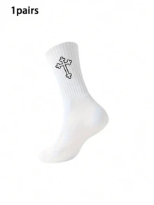 1/4/6 Pairs Men's Multi-Function Comfortable Black & White Design Short Socks, Suitable For All Seasons, Autumn Wear - Multicolor - View 4