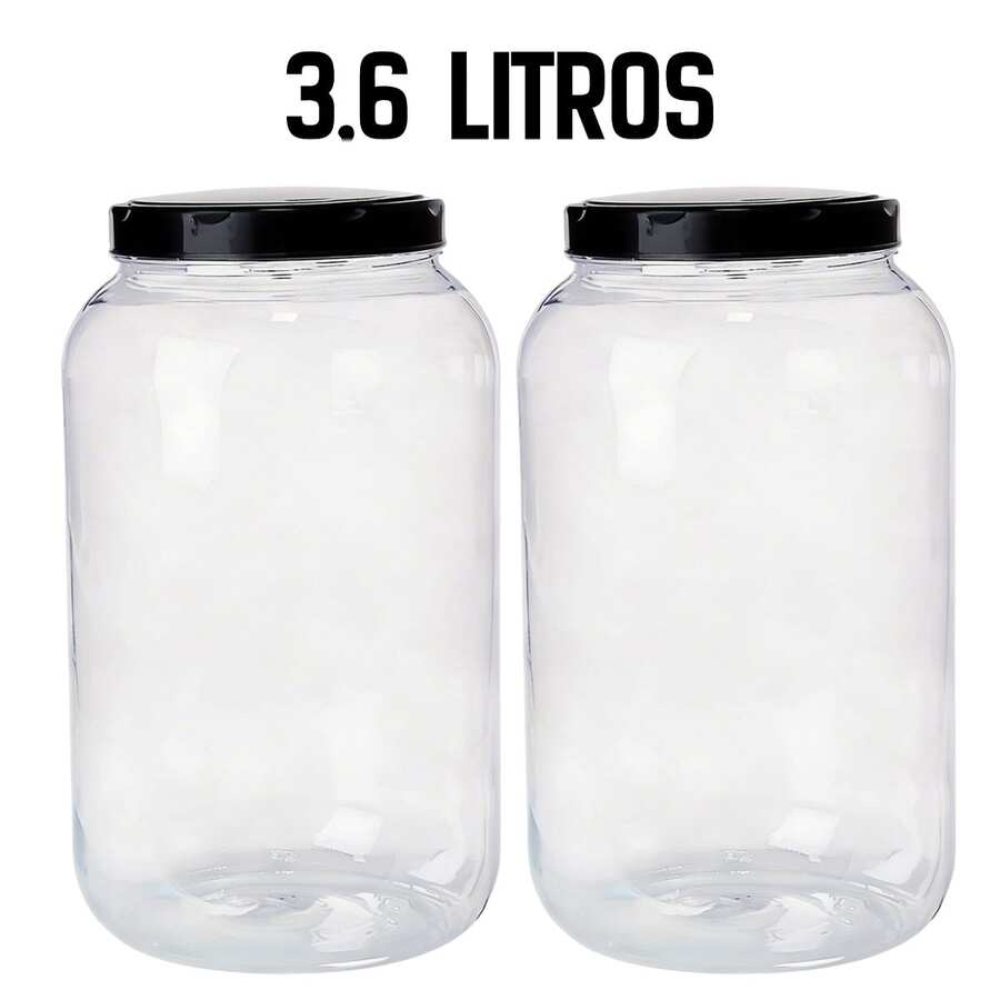 Kit 2 Potes Organizador 3,6L com Tampa de Rosca para Mantimentos Cozinha Multiuso - Visão 1
