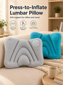 Quick Inflatable Lumbar Pillow, Soft Portable Back Cushion, Easy Air Volume Control, Office Relaxation Travel Essential, Camping Essential, Hiking, Beach, Back To School, Home Essential, Luggage Accessory, Women's Holiday Gift - Multicolor - View 2