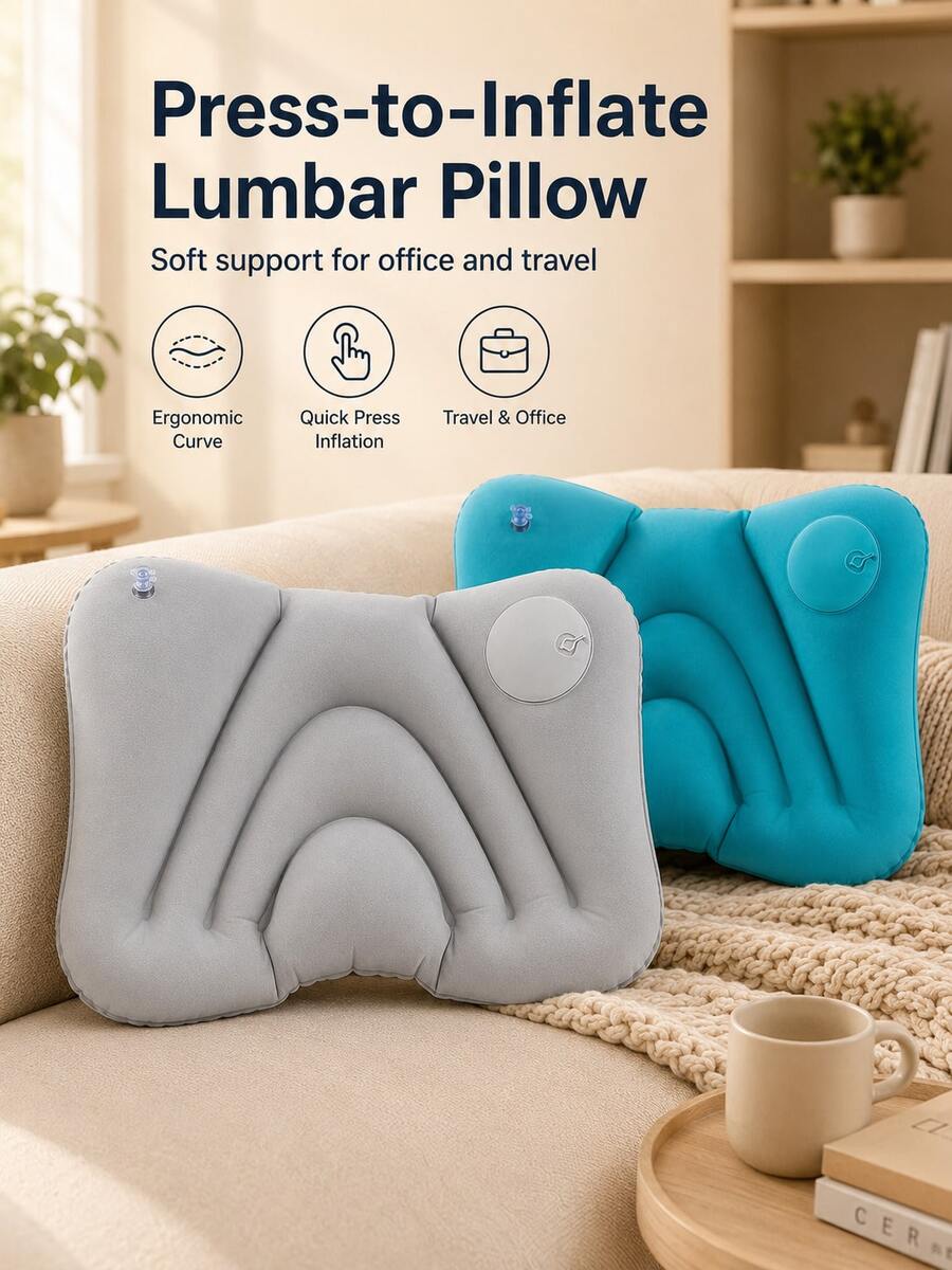 Quick Inflatable Lumbar Pillow, Soft Portable Back Cushion, Easy Air Volume Control, Office Relaxation Travel Essential, Camping Essential, Hiking, Beach, Back To School, Home Essential, Luggage Accessory, Women's Holiday Gift