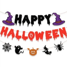 Halloween DIY Yard Decor, Balcony Privacy Screen, Balcony Railing Privacy Screen + Detachable Halloween Bunting, Reusable Porch, Fence Cover Decoration With Rope Ties - Dark Green - Multicolor - View 7