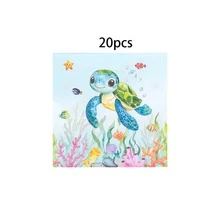 10/20/50/80pcs Light Green Turtle Theme Party Paper Supplies, Ocean Theme Tableware Set - Turtle Pattern, Seaweed Pattern, Starfish Pattern, Bottom Fish Pattern 7/9 Inch Paper Plates, Paper Cups, 6.5 Inch Napkins, Suitable For Birthday, Baby Shower, Turtle Theme Party Decoration - Multicolor - View 7
