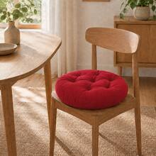 1 Piece Thick Fiber-Filled Round Seat Cushion - Merah - View 8