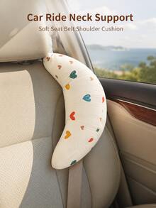 Cute Sweet Style Neck & Shoulder & Chin Support Neck Pillow, Sleep-Aid Car Seatbelt Travel Pillow, Suitable For Road Trips, Highway Driving, Daily Commuting, All-Season Use, Car Interior Rest Accessory - Multiple Styles - View 2
