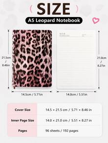 A5 Leopard Print Notebook, 96 Pages Hardcover Journal, Beautiful Animal Print Diary, Suitable For Writing, Studying, Office, School Supplies, Cute Animal Pattern Hardcover Notebook - A - View 9