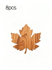 1/4/8pcs Maple Leaf Shaped Wooden Coaster Set - Desktop Accessories Coasters, Non-Slip Heat-Resistant - Home And Restaurant Decor, Suitable For Drinks, Coffee, Tea, Perfect For Home, Office, Restaurant, Party, Autumn Decoration, Halloween Holiday Gift, Kitchen Decor - Multicolor - View 8