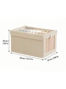 1PC Large Shelf Storage Basket | Fabric Closet Storage Box With Transparent Window For Organization | Foldable Household Storage With Lid, Beige, Grey Decorations Decor Festival Decor Room Decor Home Decor Bed Room Decor - Multicolor - View 11