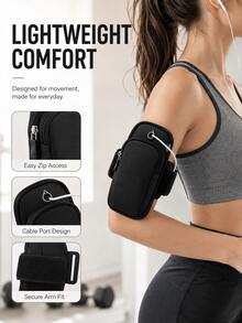 Multi-Color Sports Phone Armband, Stretchable Neoprene Adjustable Arm Sleeve With Zipper And Earphone Hole, Large Capacity For Phone And Keys, Lightweight And Durable, Suitable For Running, Fitness, Cycling, Outdoor Sports, Unisex - Multicolor - View 3