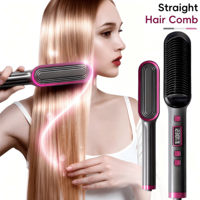 Multifunctional Fast Heating Straightening Comb, Styling Comb, Hair Comb With Multiple Adjustable Temperature Settings, LCD Display, Suitable For Women's Straight/Curly Hair Styling, Anti-Scald Design, Valentine's Day Gift, Mother's Day Gift, Styling Comb/Hair Comb/Straightening Comb