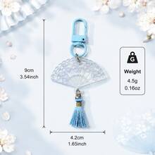 10/5/1pc Resin Fan Keychain, Cherry Blossom Fan Tassel Pendant, Cute Japanese Style Bag Charm, Y2K Key Ring Accessory, Girls Backpack Purse Decoration - Multicolor - View 5