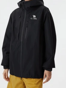 CAMEL CROWN Men's Lightweight Waterproof Windproof Hooded Rain Shell Jacket, Suitable For Hiking, Camping, Trekking, Outdoor Sports And Travel - Phantom Black - View 1