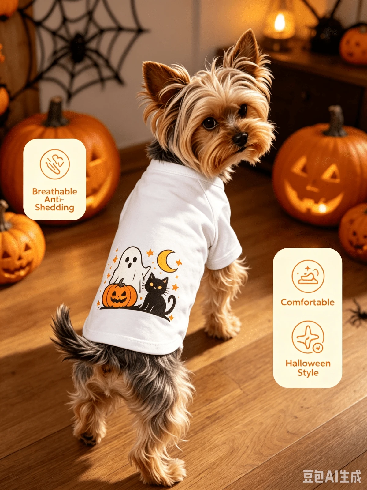 1 buah Pakaian Hewan Peliharaan untuk Kucing dan Anjing, Atasan Halloween Lucu, Bernapas dan Hangat, Anti Rontok, Cocok untuk Dipakai di Dalam dan Luar Ruangan - MultiWarna - View 1