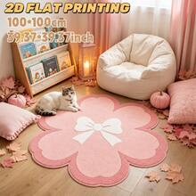1pc Super Beautiful Pink Petal Round Rug - Soft, Durable, Non-Slip, Machine Washable, Perfect For Holidays, Birthdays, Weddings, Daily Decor, Bedroom Decor, Small Rug, Carpet, Home Decor, Living Room Rug, Living Room Small Rug, Bedroom Rug, Living Room Home Decor, Outdoor Rug, Washable Rug - Multicolor - View 2