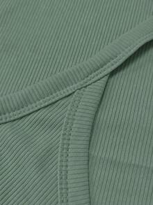 Women's Casual Sexy Versatile Ribbed Backless Halter Tank Top, Spring/Summer - Olive Green - View 7
