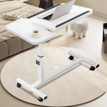 Rolling Overbed Laptop Table With Wheels, Adjustable Tilting Side Table, Computer Desk Table Height Adjustable, Portable Sofa Side Workstation For Bedroom Home Office Study - A - View 5