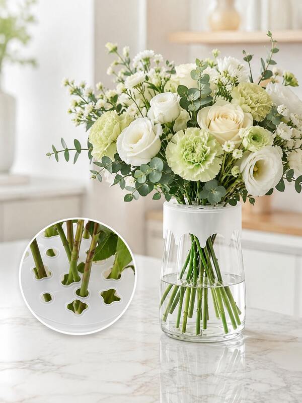 4/2/1pc Silicone Floral Grid Holder, Flexible Flower Stem Support For Vases, Suitable For Cube And Round Vase Openings. Waterproof And Reusable Floral Arrangement Grid, Easy To Set Up, Perfect For Weddings, Parties And Daily Home Decor.