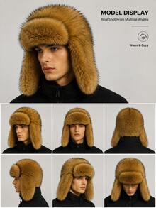 1pc Unisex Winter Faux Fur Warm Hat Outdoor Windproof Thickened Earflap Cap Snow Lei Feng Hat - Ushanka - View 5