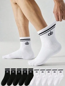 Street Style Essential! 1/5/10 Pairs Comfortable Ribbed Mid-Calf Socks | Minimalist High-Top Sports Socks - Multicolor - View 1