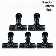 Assorted Fun Gesture Pet Food Bag Clips, Glossy Black Long Tail Clips, Multi-Function Pet Treat Long Tail Clips, Mixed Gesture Print, Pet Records/Treats/Photos Storage Organizer, Pet Storage Organizer Tool, Suitable For Pet Freeze-Dried Packaging Bags, Multi-Function Fixing Clips - Black - View 12