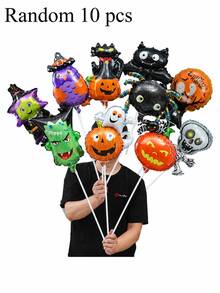 Tongkat Balon Tiup Kartun Halloween, Balon Foil Metalik Campuran Hantu, Penyihir, , Mainan Tiup Genggam, Suvenir Pesta Liburan dan Dekorasi Suasana, Cocok untuk Anak-anak - View 10