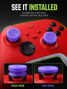 Textured Anti-Slip Joystick Caps, High/Mid Dual Height, Multiple Anti-Slip Pattern Joystick Extender Caps, Compatible With X1box Series X/S And X1box One Controllers, Black/Purple Game Controller Accessories - Multicolor - View 8