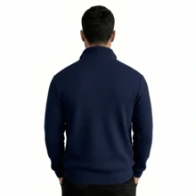 GRDR Men's Casual Long Sleeve Half-Zip Sweater, Versatile Everyday Wear Knitwear - Navy Blue - View 6