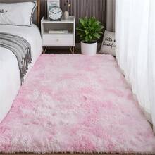 Mother's Day . Wedding Gift | Spring/Summer Soft Long Carpet, Bedroom/Living Room Suitable, Pink Tie-Dye Fluffy Shaggy Bedside Rug, Long Plush Non-Shedding, Girls Room Home Decor - Multicolor - View 4