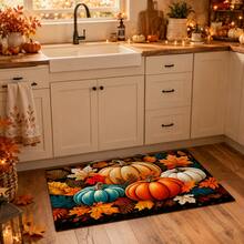 1pc Pumpkin Pattern Kitchen Mat, Absorbent, Stain-Resistant, Non-Slip, Durable, Suitable For Kitchen, Living Room, Entryway, Balcony, Bathroom, Coffee Shop, Bar, Party And Autumn Home Decor - Multicolor - View 5