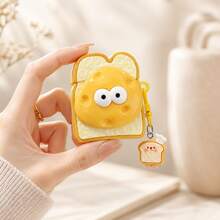 1pc Toast Bread Shaped Earphone Protective Case With Bread Charm, Compatible With Apple 1/2/Pro/Pro2 Wireless Earphones, Cute Style Earphone Box Decoration Earphone Accessory - Multicolor - View 3