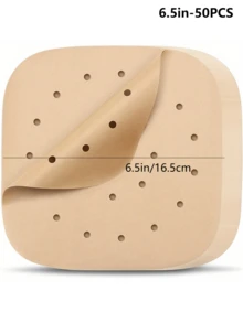 50 Pcs Unbleached Square Perforated Parchment Paper , Square Perforated Parchment,Disposable Air Fryer Paper Liners, Suitable For Air Fryer, Oven, Steamer, Microwave, Baking Tools, Kitchen Small Tools, Home Kitchen Supplies ,Air Fryer Liners ,Squar - View 9