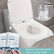 Disposable Toilet Seat Cover 100 Pcs, 10Packs X 10 Individually Wrapped, Flushable Water Soluble Paper, Public Toilet Seat Covers Disposable, Toilet Seat Covers For Bathroom, Portable Hygiene Essentials For Airplane, Road Trip - White - View 1