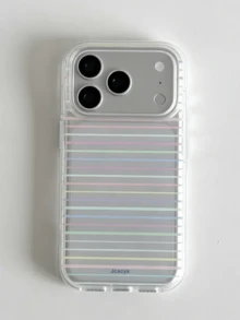 極簡白色與黃色條紋透明軟手機殼，適用於 iPhone 18 Pro Max 18 Pro 17 Pro Max 17 Pro 12 13 14 15 16 Pro Max 14 15 16 Plus 17 Air 11，時尚保護殼 - 彩色條紋 - 查看 5
