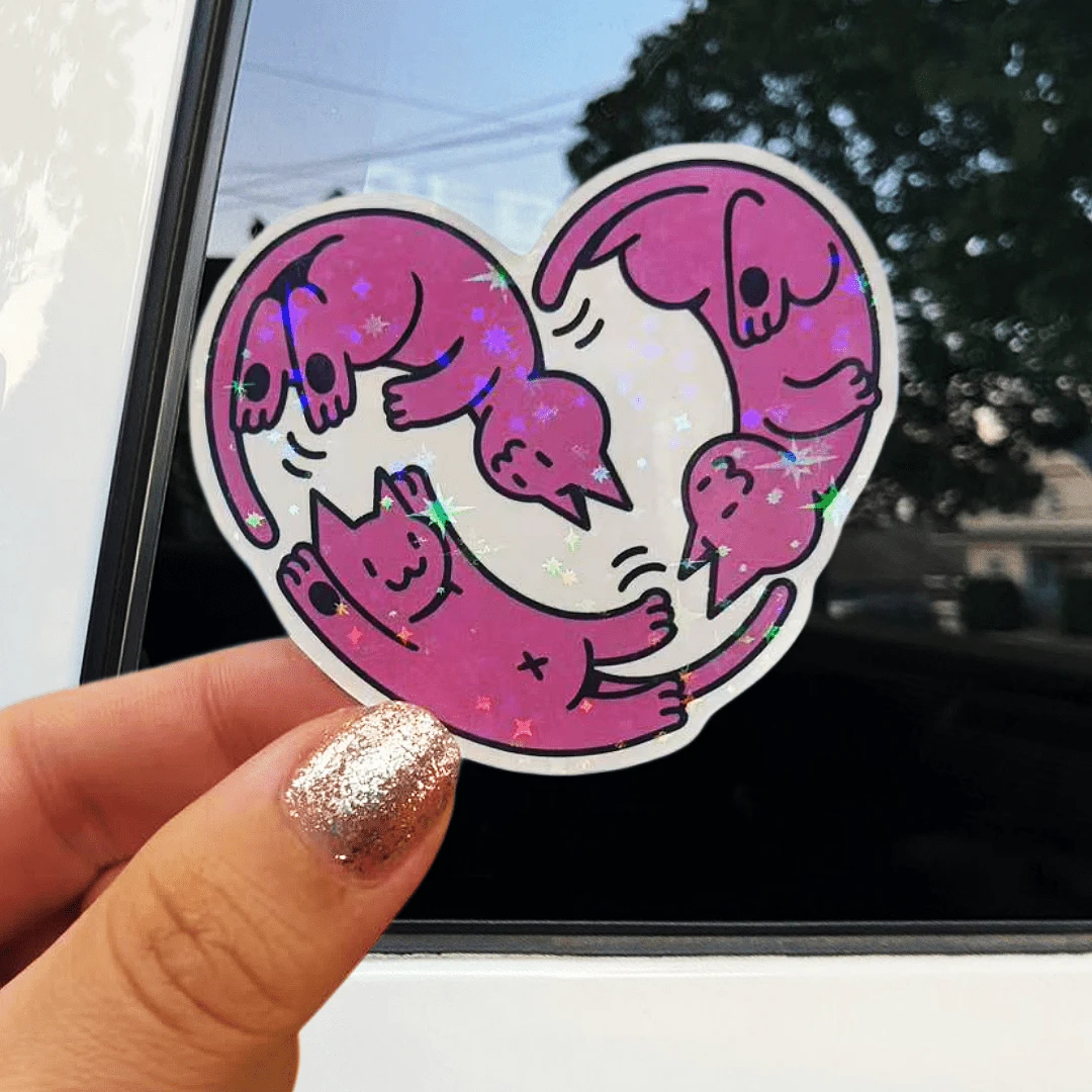 Cats Form Heart Shape, Quirky And Cute Style, Simple Lines Full Of ...