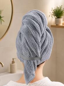 2pcs Custom Embroidered Waffle Weave Hair Drying Turban With 4 Color Options, Personalized Name Embroidered Hair Wrap For Post-Shower Use In Bathroom, Bedroom And Dressing Room, Thoughtful Holiday Gift - Multicolor - View 6